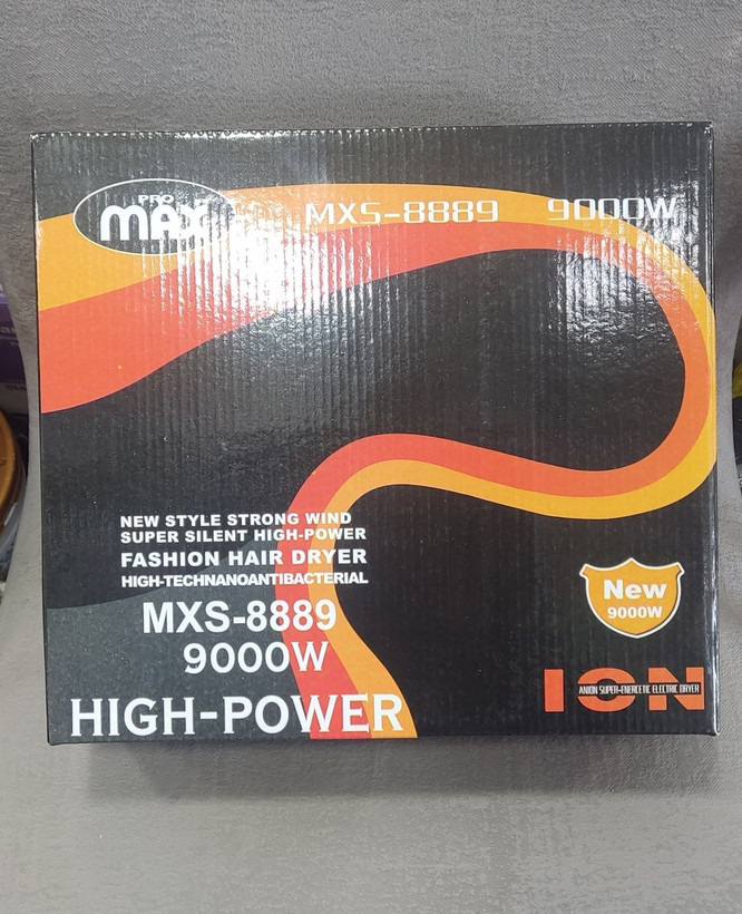 سشوار حرفه ای پرو مکس مدل mxs-8889 با توان مصرفی 9000 واتی