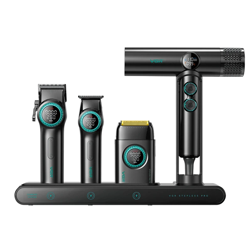 ست ماشین اصلاح حرفه‌ای وی جی آر مدل VGR-STEBLRES PRO 4in1