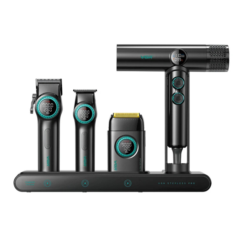 ست ماشین اصلاح حرفهای وی جی آر مدل VGR-STEBLRES PRO 4in1