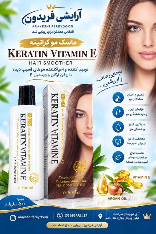 ماسک مو کراتین ویتامین E ADIS